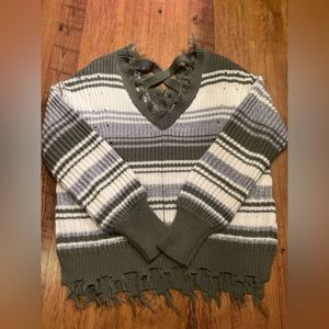 Rue 21 green and white stripped oversized sweater